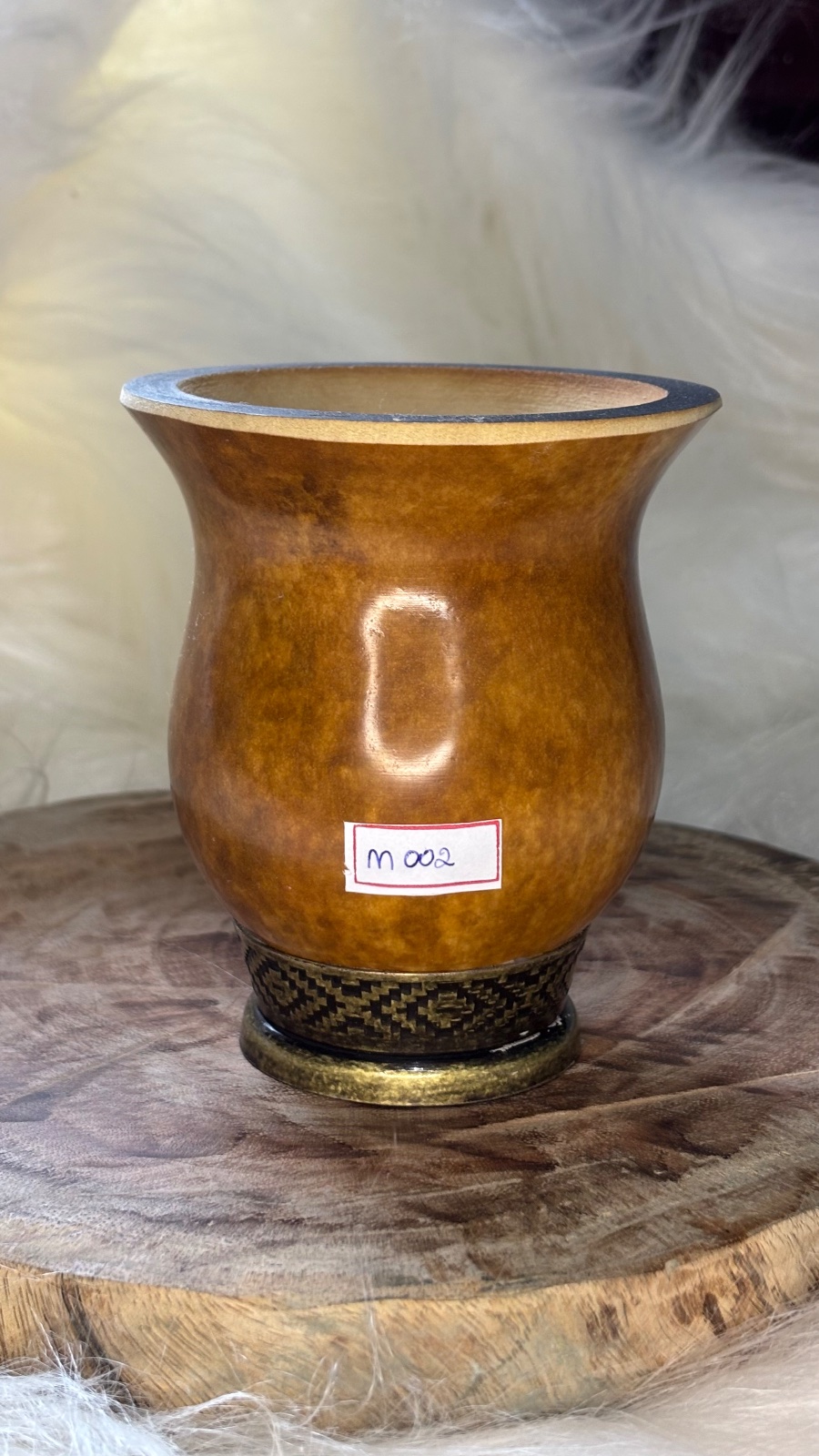 Cuia de Porongo Pé de Metal Mesclado, Modelo 02