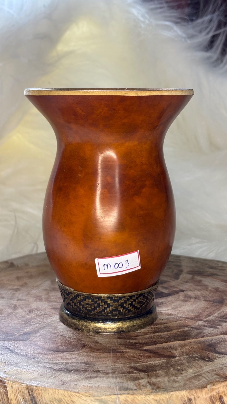 Cuia de Porongo Pé de Metal Mesclado, Modelo 03